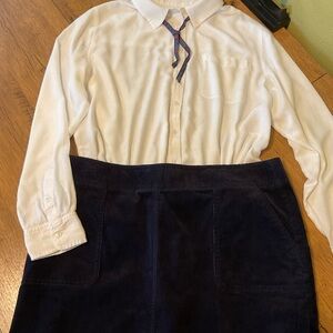 Lucky Brand Ivory Blouse and Navy Skirt Set